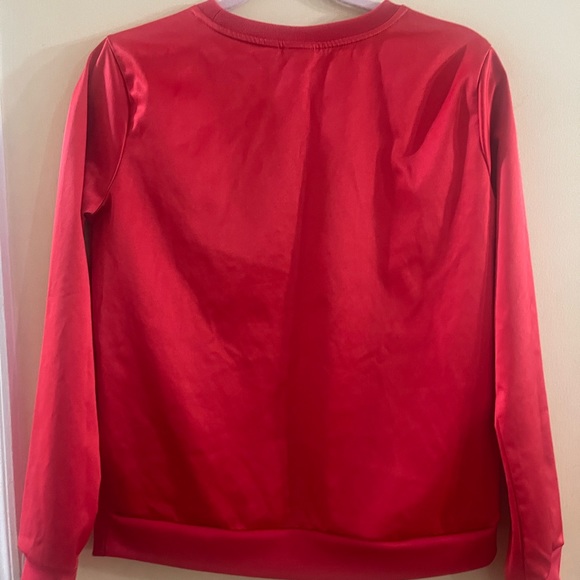 Adidas satin red women’s trefoil sweatshirt - Picture 5 of 6